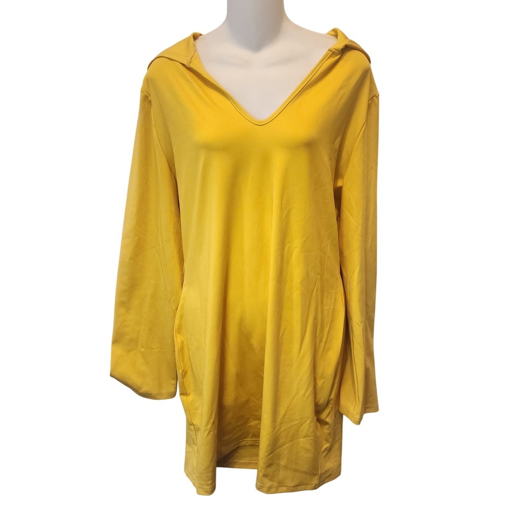 Women's Yellow V Neck Long Sleeve Hooded Mini Dress‎ XXL - Picture 3 of 10